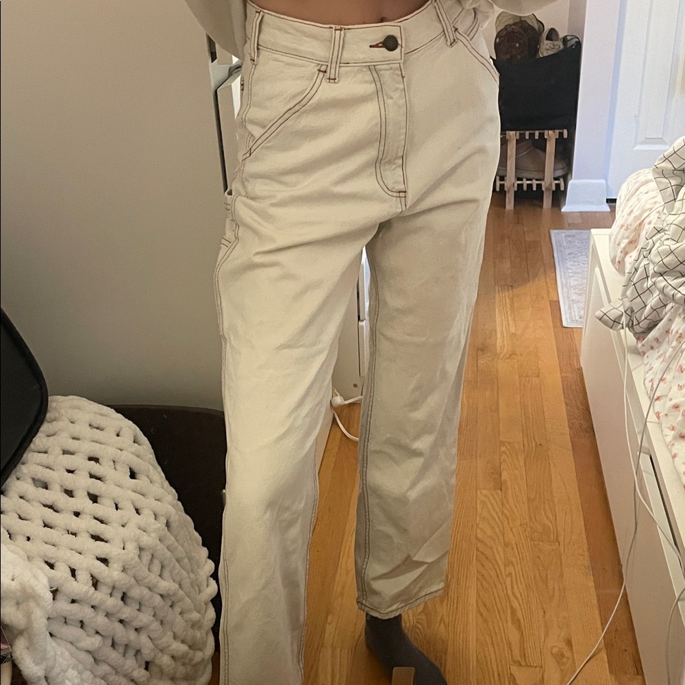 White High-Waisted Cargo Pants
